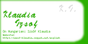 klaudia izsof business card